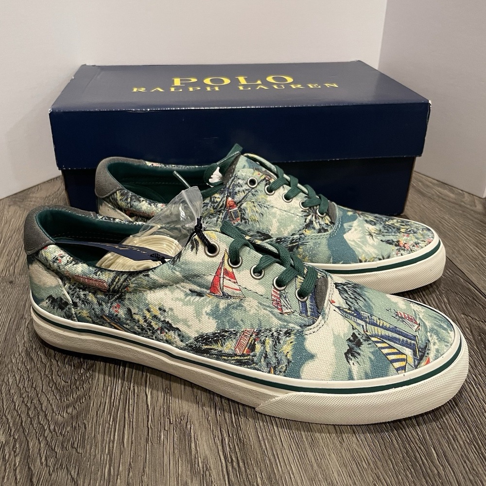Polo Ralph Lauren Thorton III Boat Shoe Men's 8.5 Canvas Isle Hawaii Aloha NEW